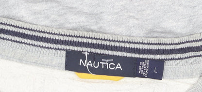 Nautica Men's Grey Crew Neck Pullover Sweatshirt L Regular Fit
