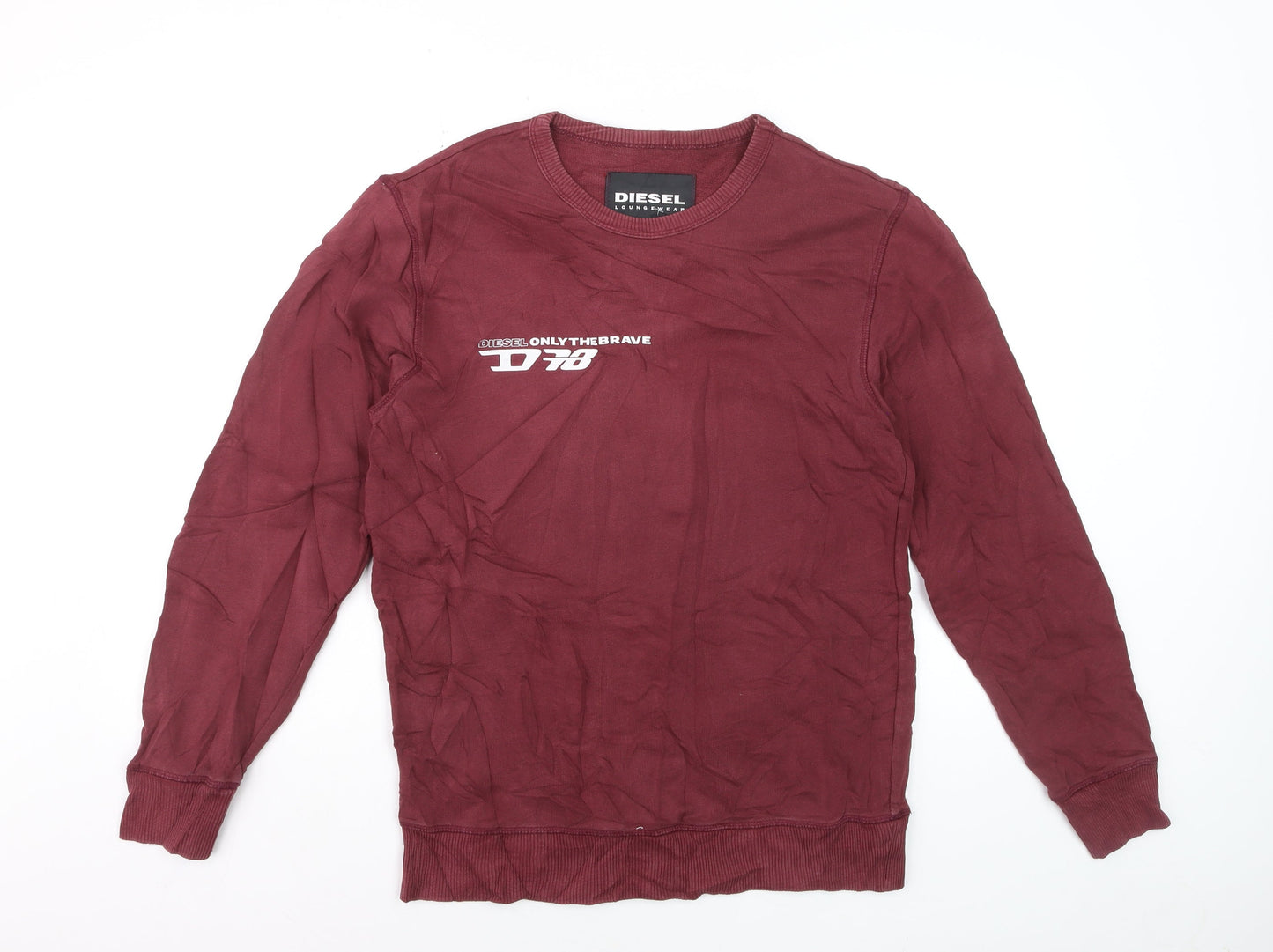 Diesel Men's Red Cotton Crew Neck Pullover Sweatshirt Size S