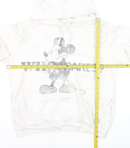 Disney Women White Mickey Mouse Pullover Hoodie XL Graphic Print