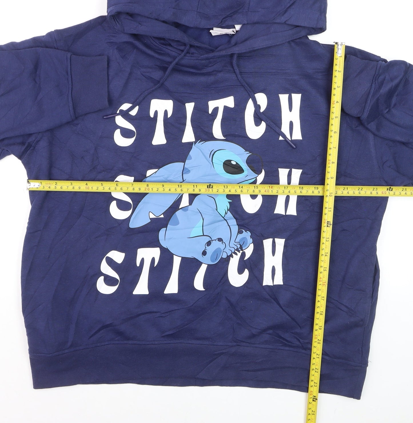 Disney Men's Blue Stitch Pullover Hoodie L Graphic Print