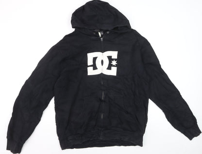 DC Mens Black XL Full Zip Hoodie Hooded Sweatshirt Logo Fleece