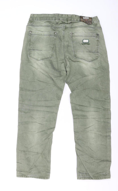 Philipp Plein Men's Green Straight Jeans W34 L34 Cotton Denim