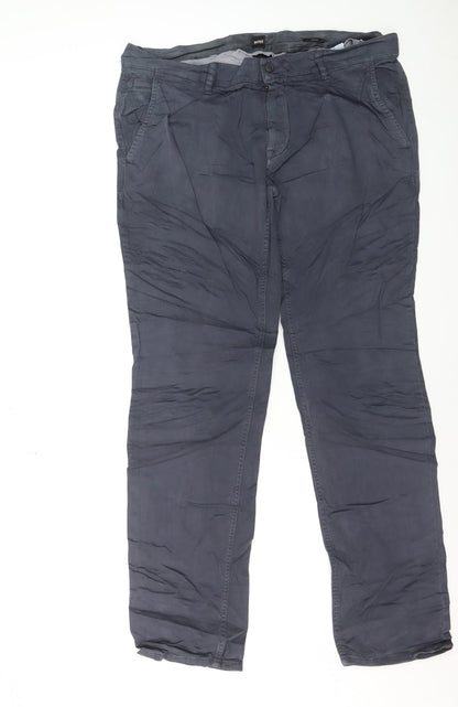 Hugo Boss Men's Grey Chino Trousers Size 38/34 Cotton Blend