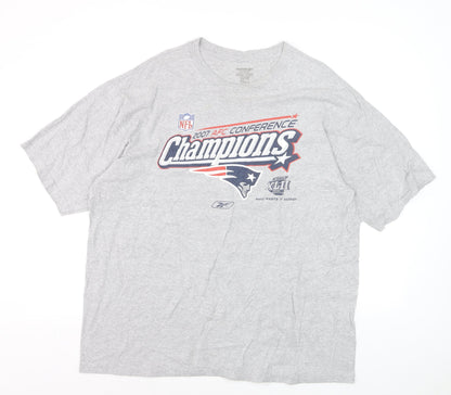 Reebok Men's Grey NFL Patriots Champions T-Shirt Size XL