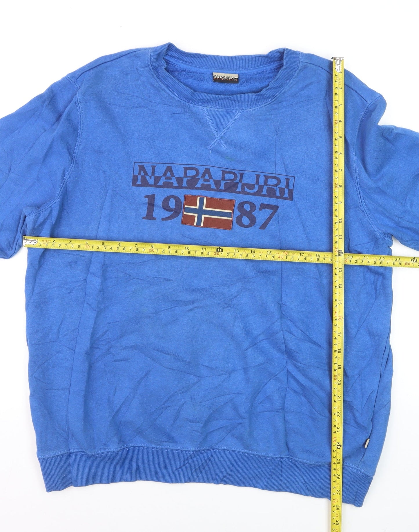 Napapijri Men's Blue XL Pullover Sweatshirt Crew Neck Logo Top