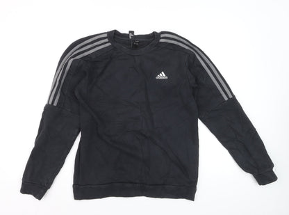Adidas Mens Black Crew Neck Pullover Sweatshirt Size L Sports Fleece