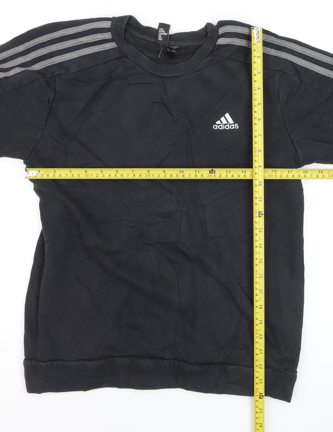 Adidas Mens Black Crew Neck Pullover Sweatshirt Size L Sports Fleece