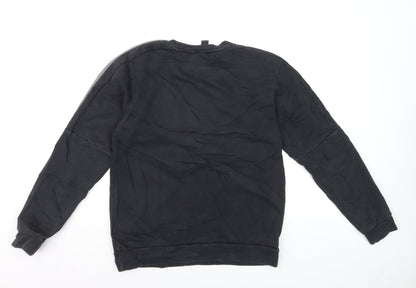 Adidas Mens Black Crew Neck Pullover Sweatshirt Size L Sports Fleece