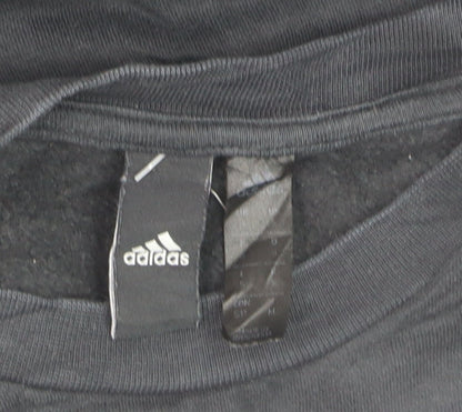 Adidas Mens Black Crew Neck Pullover Sweatshirt Size L Sports Fleece