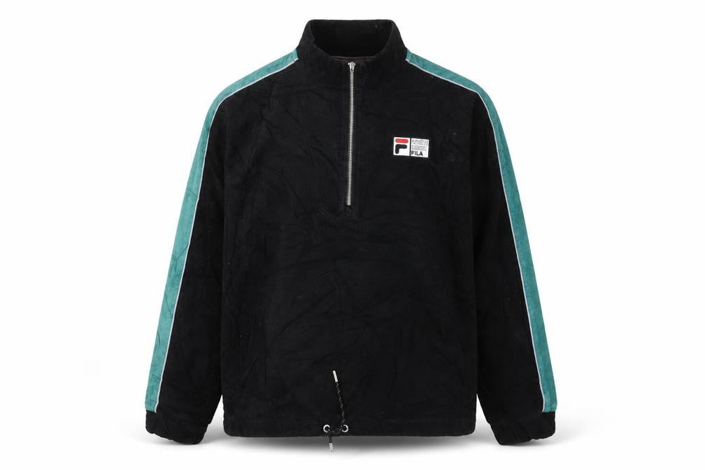 Fila Men’s Black XL Corduroy 1/2 Zip Track Jacket Retro 90s Style