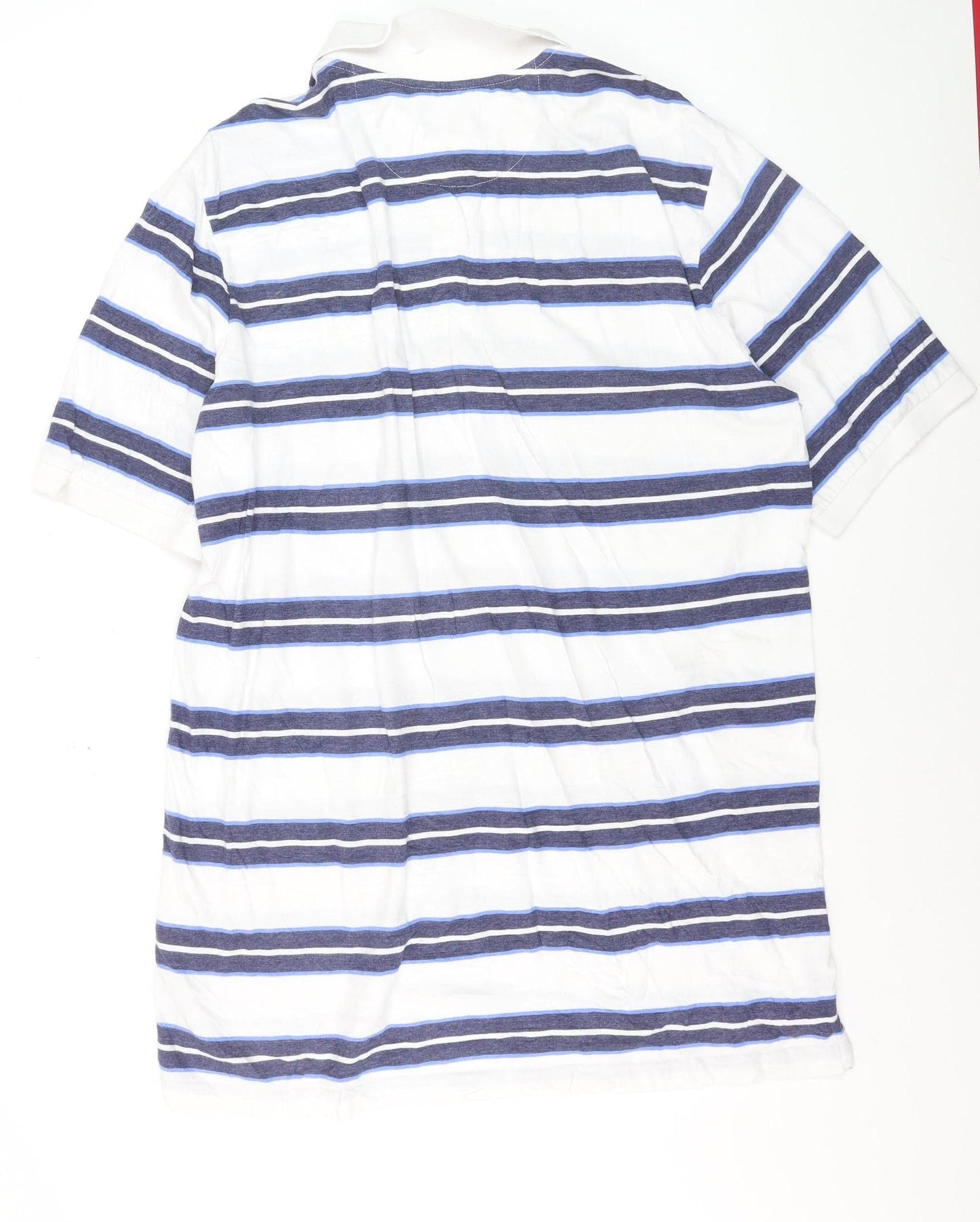 Chaps Men's White Blue Striped Polo Shirt XLT Cotton Classic Fit