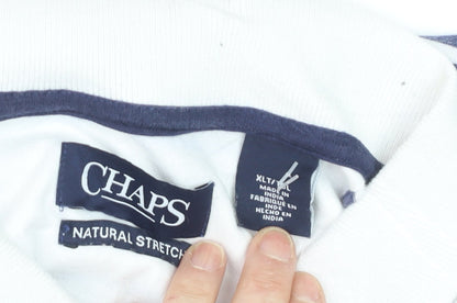Chaps Men's White Blue Striped Polo Shirt XLT Cotton Classic Fit