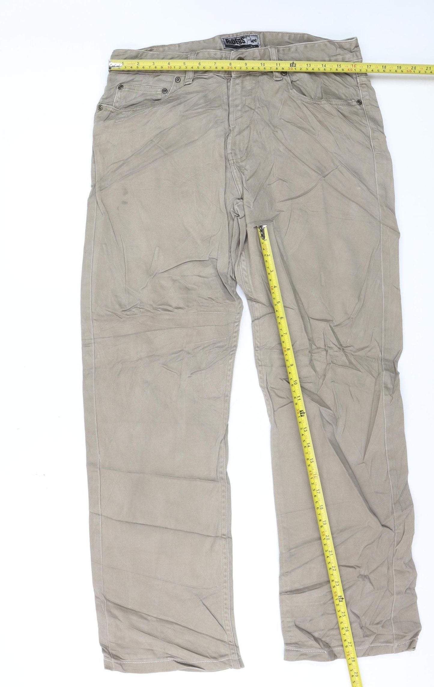 Lee Riders Men's Beige Slim Fit Chino Trousers W34 L34