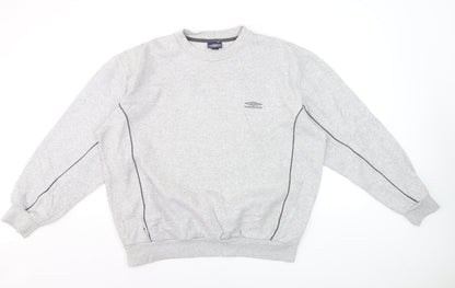 Umbro Men's Grey Pullover Sweatshirt L Crew Neck Sportswear