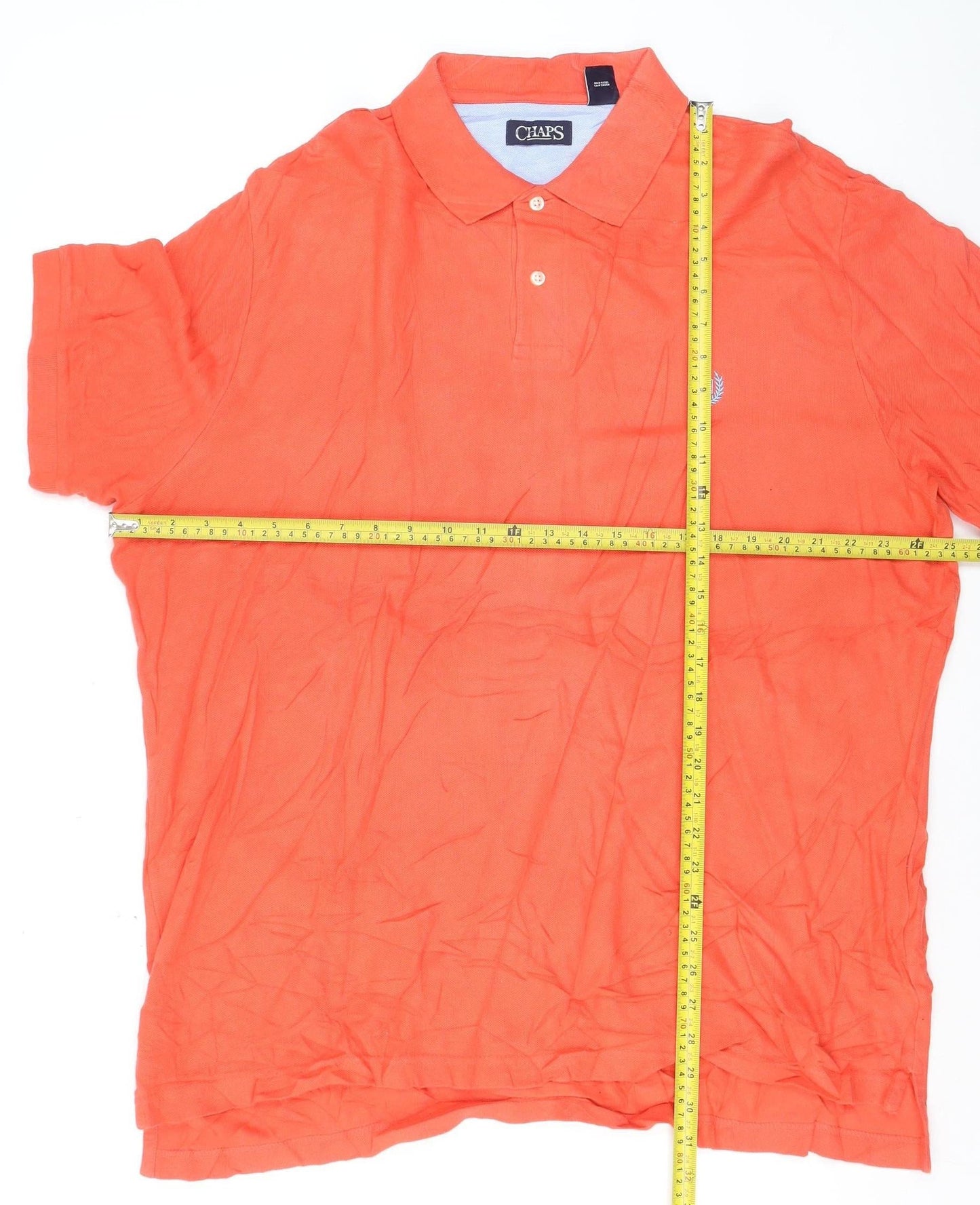 Chaps Mens Orange XL Regular Fit Short Sleeve Cotton Polo Shirt