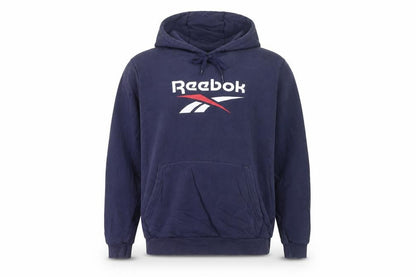 Reebok Men's Blue Pullover Hoodie L Logo Sportswear Fleece