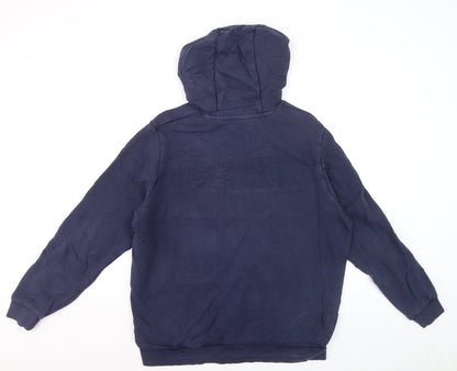 Reebok Men's Blue Pullover Hoodie L Logo Sportswear Fleece