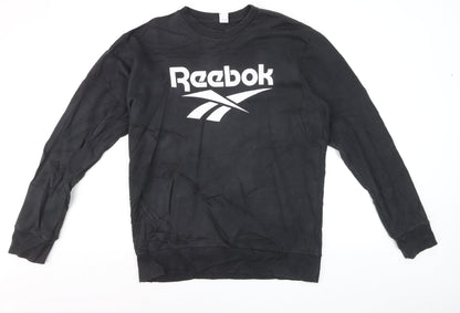 Reebok Men's Black Logo Crew Neck Pullover Sweatshirt L