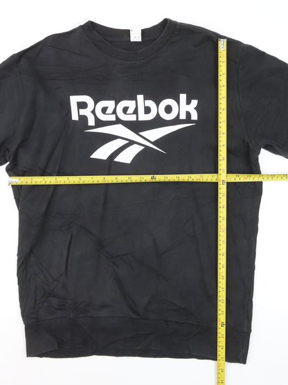 Reebok Men's Black Logo Crew Neck Pullover Sweatshirt L