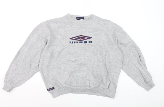 Umbro Boys Grey Crew Neck Logo Pullover Sweatshirt M