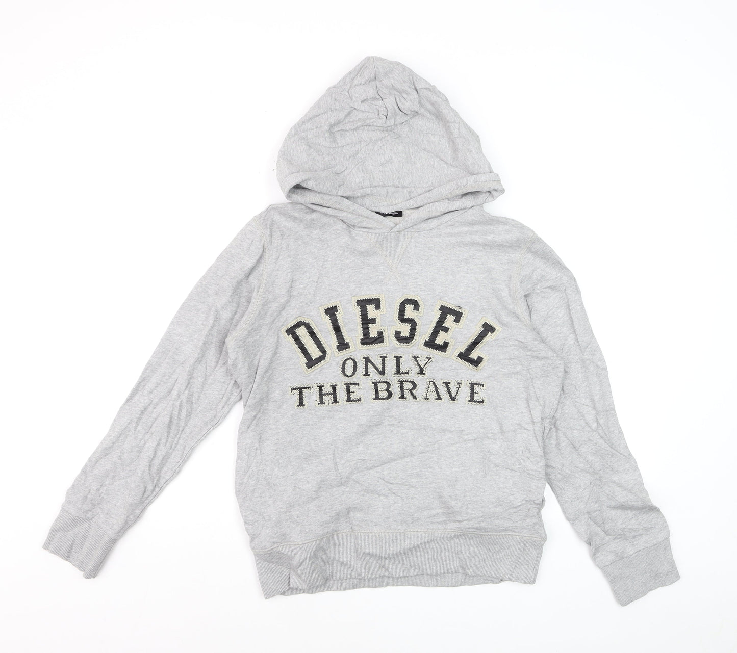 Diesel Women Grey Pullover Hoodie Size 14 Cotton Graphic Print