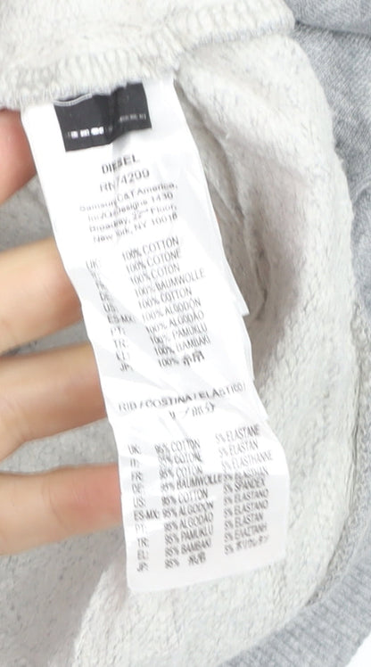 Diesel Women Grey Pullover Hoodie Size 14 Cotton Graphic Print