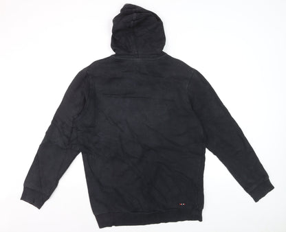 Napapijri Men's Black Pullover Hoodie L Logo Outdoor Fleece