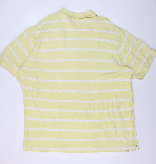 Chaps Men's Yellow Striped 4XL Cotton Polo Shirt