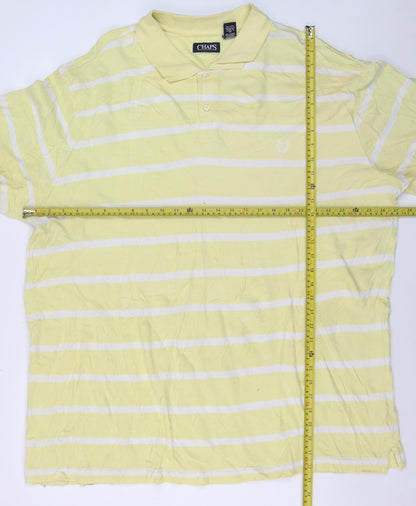 Chaps Men's Yellow Striped 4XL Cotton Polo Shirt