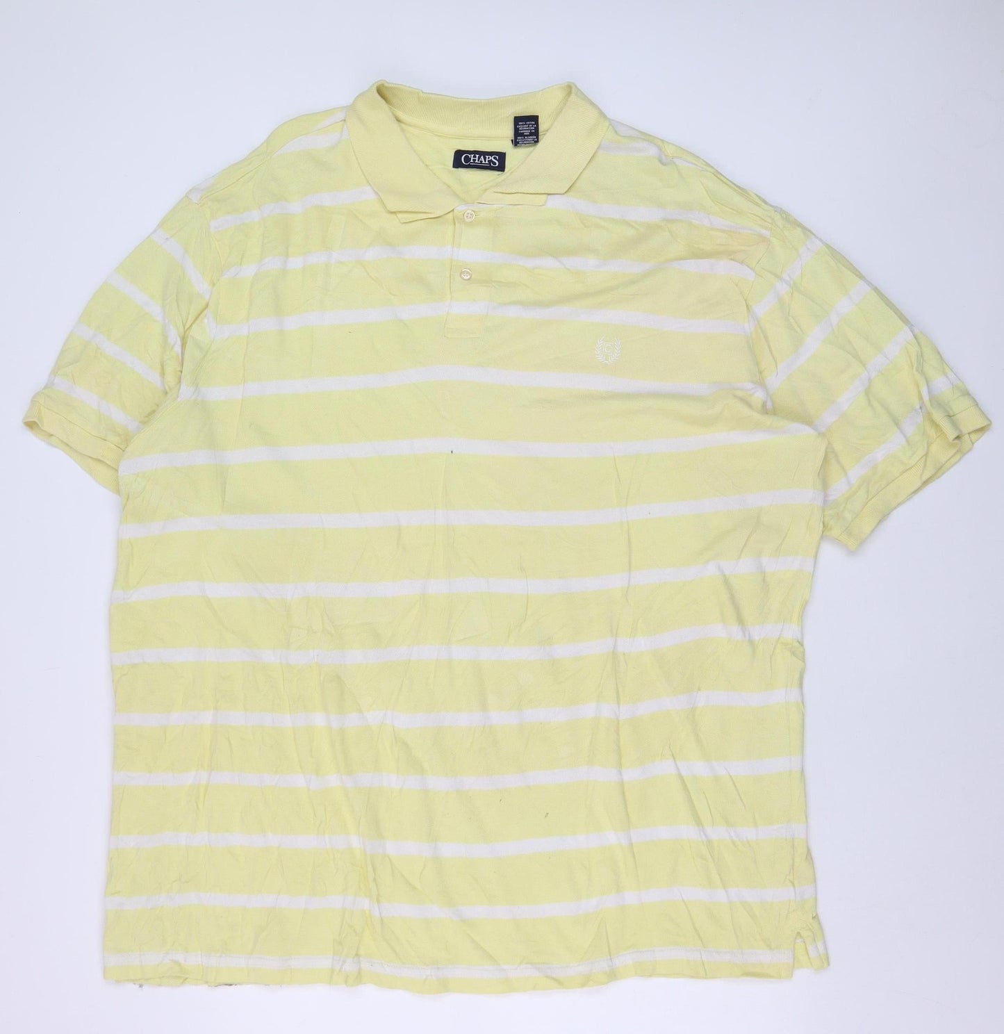 Chaps Men's Yellow Striped 4XL Cotton Polo Shirt