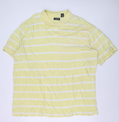 Chaps Men's Yellow Striped 4XL Cotton Polo Shirt