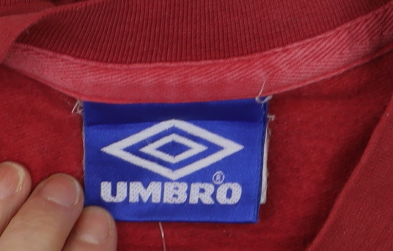 Umbro Men’s Red Crew Neck Pullover Sweatshirt Size M Sports Style