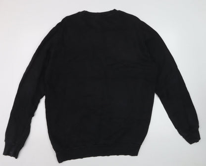 Reebok Mens Black L Pullover Sweatshirt Crew Neck Logo
