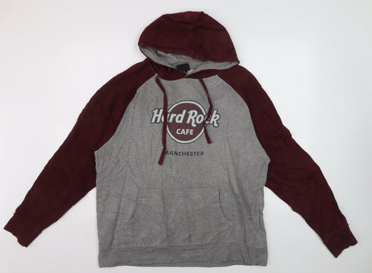 Hard Rock Cafe Manchester Men's Grey Pullover Hoodie M