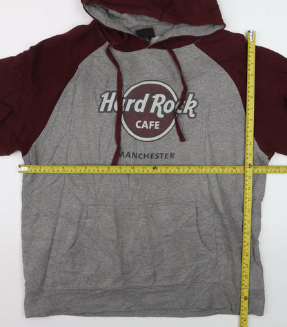 Hard Rock Cafe Manchester Men's Grey Pullover Hoodie M