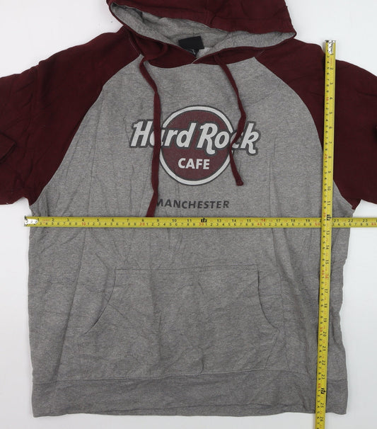 Hard Rock Cafe Manchester Men's Grey Pullover Hoodie M