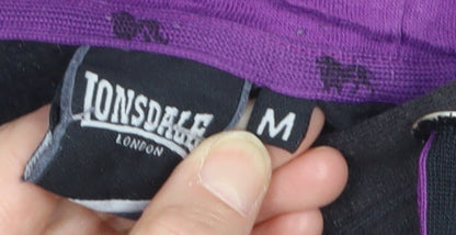 Lonsdale Men’s Black Full Zip Hoodie M Embroidered Logo Sportswear