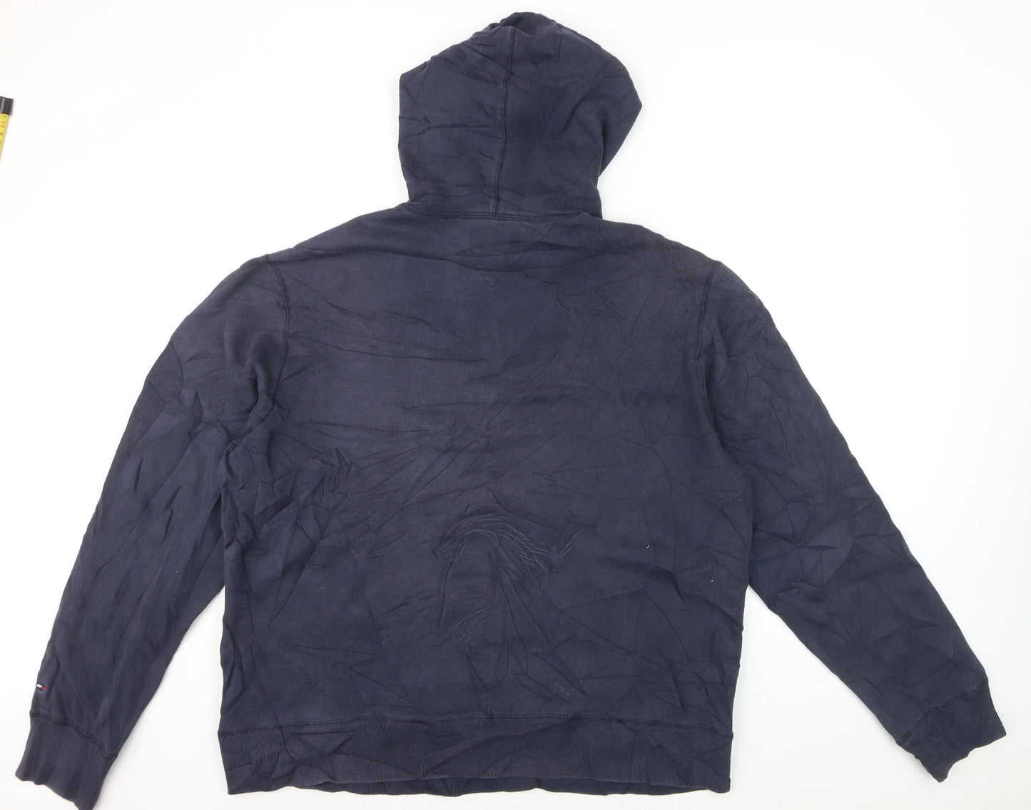 Tommy Hilfiger Men’s Blue Pullover Hoodie L Embroidered Logo Fleece