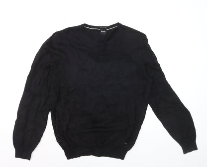Hugo Boss Men’s Black Wool Crew Neck Pullover Jumper Size S