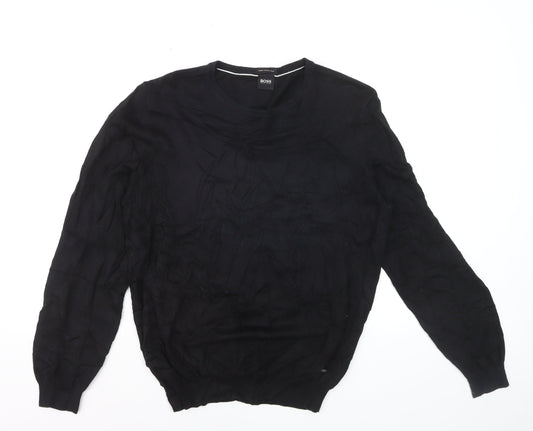 Hugo Boss Men’s Black Wool Crew Neck Pullover Jumper Size S