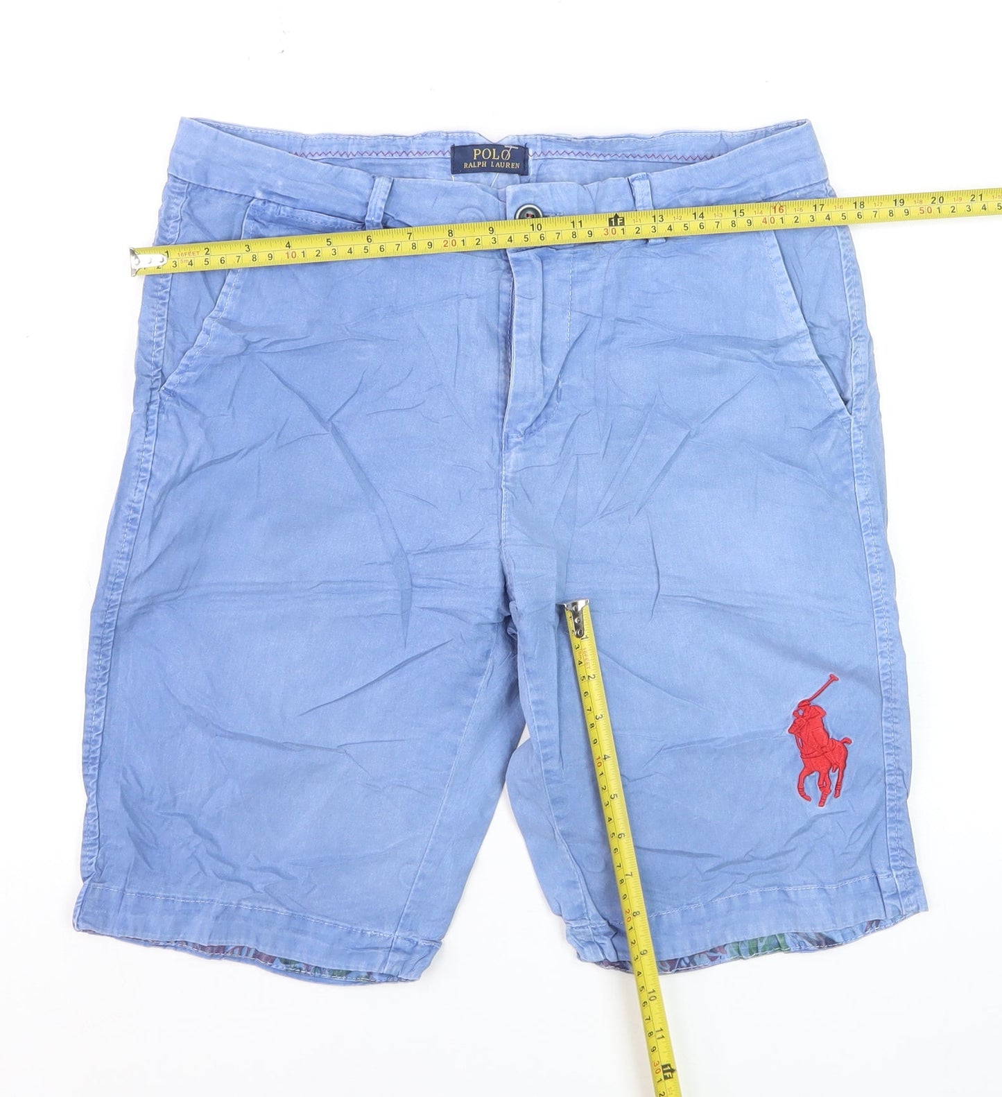 Polo Ralph Lauren Men's Blue Chino Shorts Size 32 with Embroidered Logo