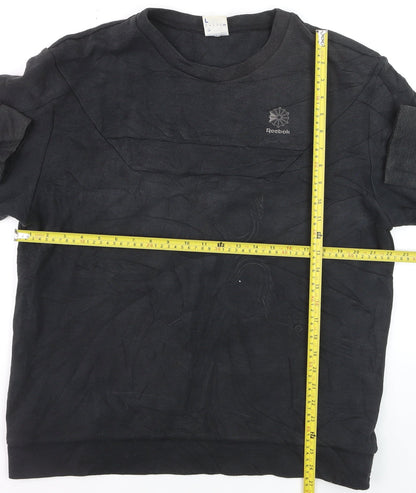 Reebok Men Black L Pullover Sweatshirt Crew Neck Classic Logo