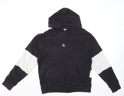 Calvin Klein Jeans Men’s Black Pullover Hoodie M Logo Jersey Sweatshirt