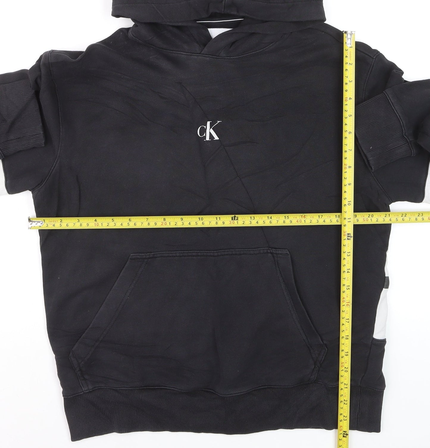 Calvin Klein Jeans Men’s Black Pullover Hoodie M Logo Jersey Sweatshirt