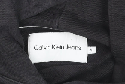 Calvin Klein Jeans Men’s Black Pullover Hoodie M Logo Jersey Sweatshirt