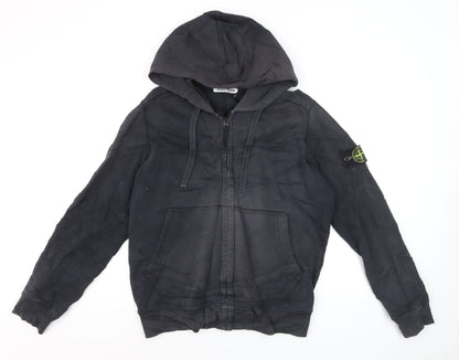 Stone Island Men's Black Cotton Full Zip Hoodie M Excellent