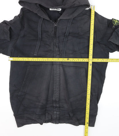 Stone Island Men's Black Cotton Full Zip Hoodie M Excellent