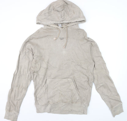 Reebok Men's Beige Pullover Hoodie XS Regular Fit Cotton Blend