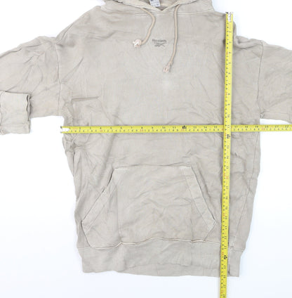 Reebok Men's Beige Pullover Hoodie XS Regular Fit Cotton Blend