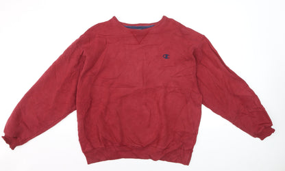 Champion Men's Red Pullover Sweatshirt L Crew Neck Cotton Blend